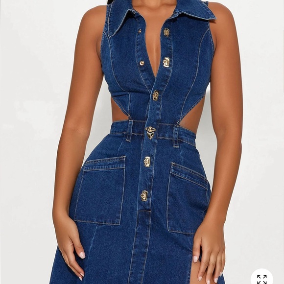 Fashion Nova Blue Denim Maxi Dress - Picture 2 of 6